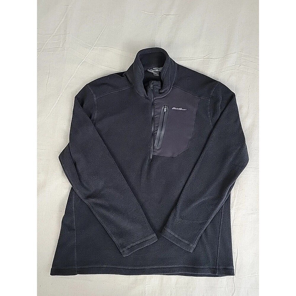 Eddie Bauer Fleece Quarter Zip Mens Large Black Outdoor Performance EM32LK119